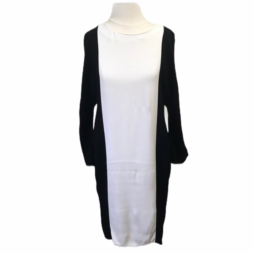 Sandro Color Block 3/4 Sleeve Sheath Midi Dress